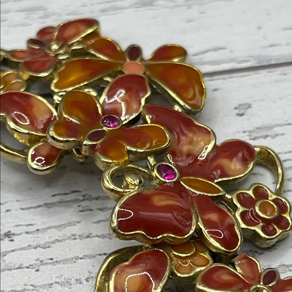 Vintage Monet Bracelet Flowers and 🌸🦋Butterflies, Enamel and Rhinestones - Picture 8 of 12